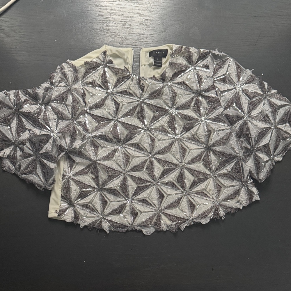 Gracia Silver Sequin Blouse